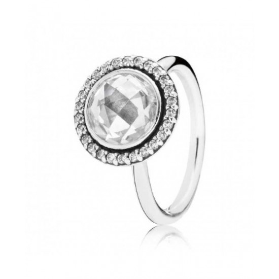 Pandora Ring Silver Clear Faceted Cubic Zirconia PN 11586 Jewelry