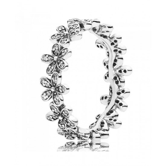Pandora Ring Silver Cubic Zirconia Daisy Band PN 11587 Jewelry