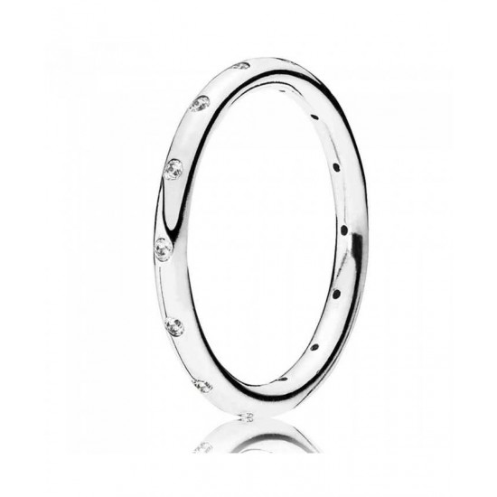 Pandora Ring Silver Cubic Zirconia Narrow Band PN 11598 Jewelry