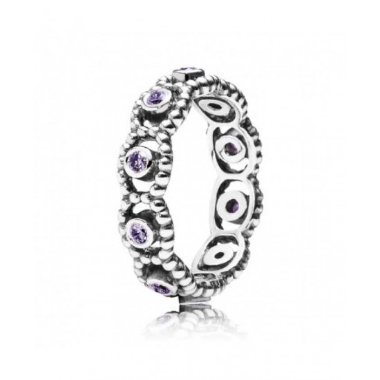 Pandora Ring Silver Purple Cz Romance PN 11604 Jewelry