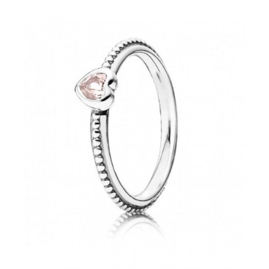 Pandora Ring Silver Synthetic Pink Sapphire Heart PN 11605 Jewelry