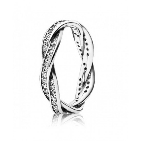 Pandora Ring Silver Cz Braided PN 11607 Jewelry