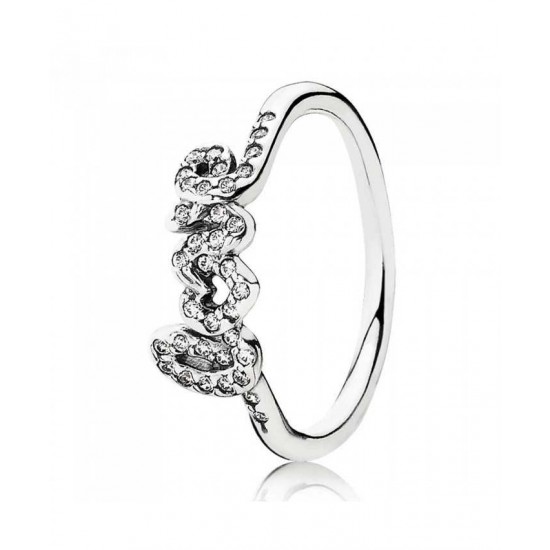 Pandora Ring Silver Cubic Zirconia Love PN 11614 Jewelry