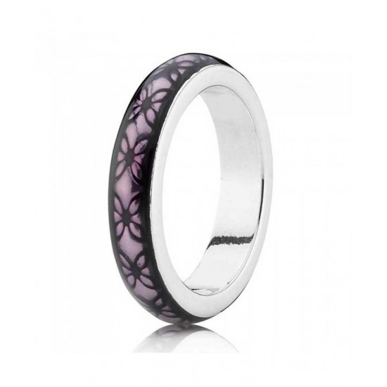 Pandora Ring Silver Purple Enamel PN 11616 Jewelry