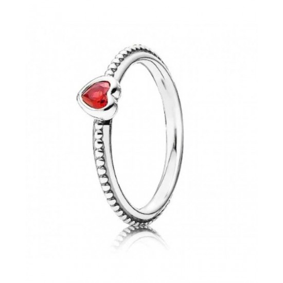 Pandora Ring Silver Synthetic Ruby Heart PN 11620 Jewelry