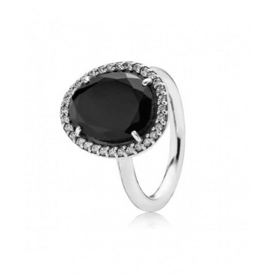 Pandora Ring Silver Statement Black Spinel Cubic Zirconia PN 11639 Jewelry