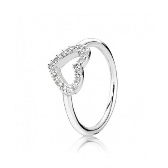 Pandora Ring Sterling Silver Cubic Zirconia Open Heart PN 11643 Jewelry