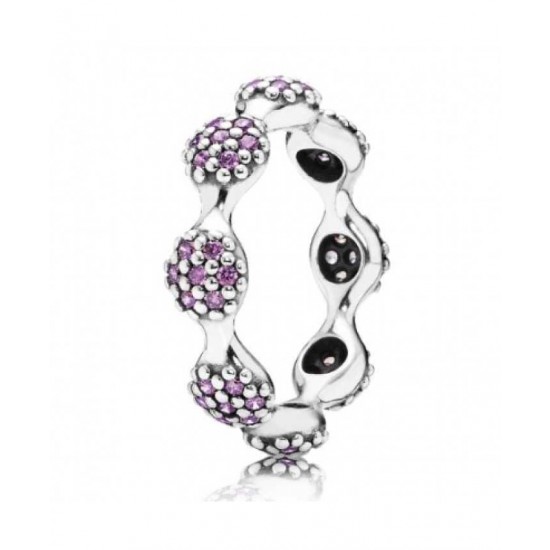 Pandora Ring Sterling Silver Purple Cubic Zirconia Clusters Band PN 11652 Jewelry