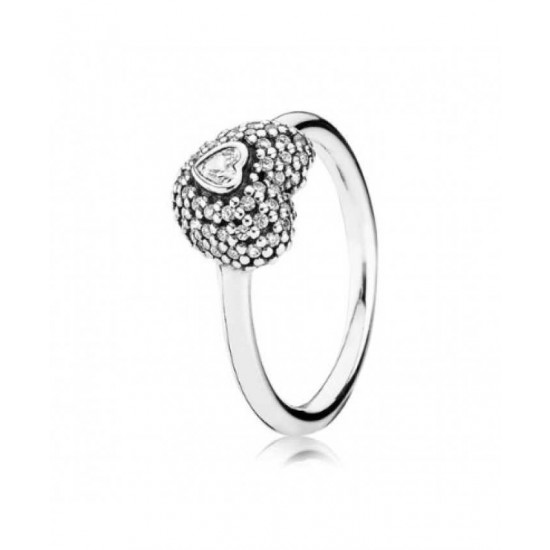 Pandora Ring Silver Cubic Zirconia Pave Heart PN 11674 Jewelry
